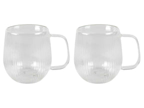 Dubbelwandig glas lines 2-delig dia.7,5x9,3cm