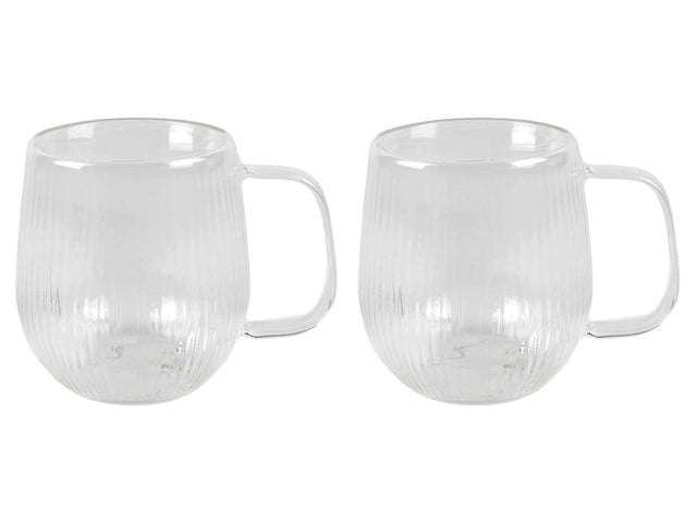 Dubbelwandig glas lines 2-delig dia.7,5x9,3cm
