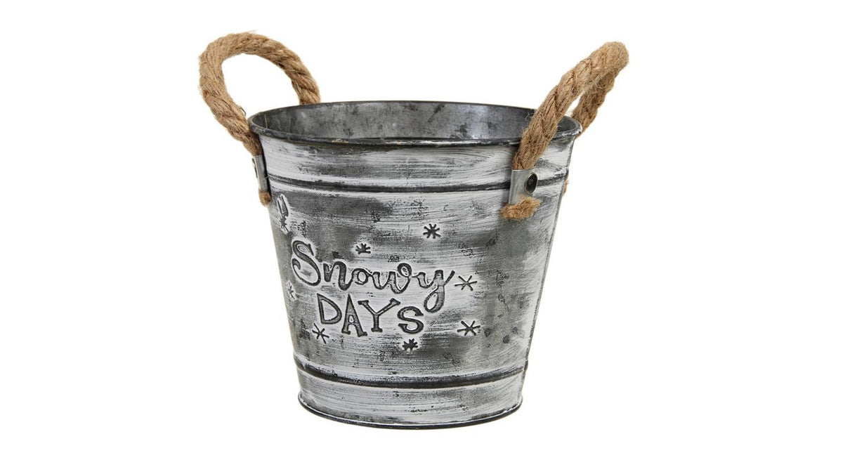 Pc. 1 metal bucket w handles grey ø 14.5x13 cm
