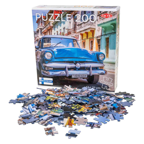 Taktyczny zabytkowy samochód w Hawanie – puzzle – 200 elementów – klasyczny samochód i pejzaż miejski – elegancki i kojący design – wysoka skandynawska jakość