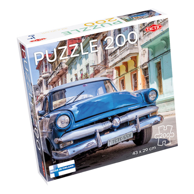 Taktyczny zabytkowy samochód w Hawanie – puzzle – 200 elementów – klasyczny samochód i pejzaż miejski – elegancki i kojący design – wysoka skandynawska jakość