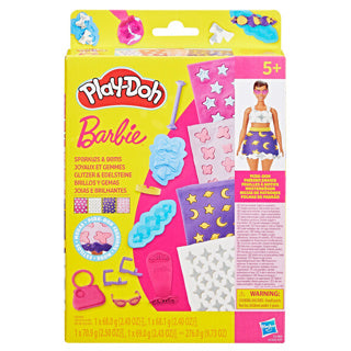 Zestaw wzorów Play-Doh, brokat i kamienie szlachetne Barbie – zestaw uzupełniający – glina do modelowania