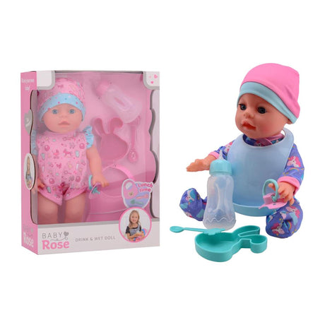 Johntoy John Toy Baby Rose Lalka do picia i sikania, 30 cm, 2 różne kolory