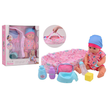 Johntoy John Toy Baby Rose Lalka do picia i sikania 35 cm z akcesoriami, 2 różne kolory