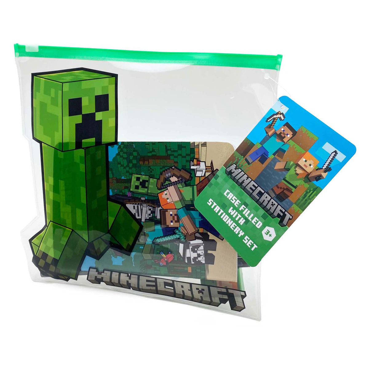 Wypełniony piórnik w kształcie zabawkowego Land Minecrafta