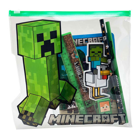 Wypełniony piórnik w kształcie zabawkowego Land Minecrafta