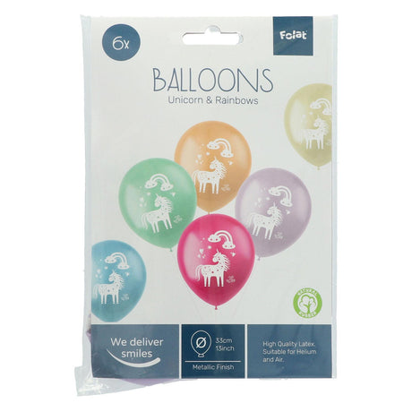 Folat bv Balony lateksowe jednorożce tęcze, 6 szt.