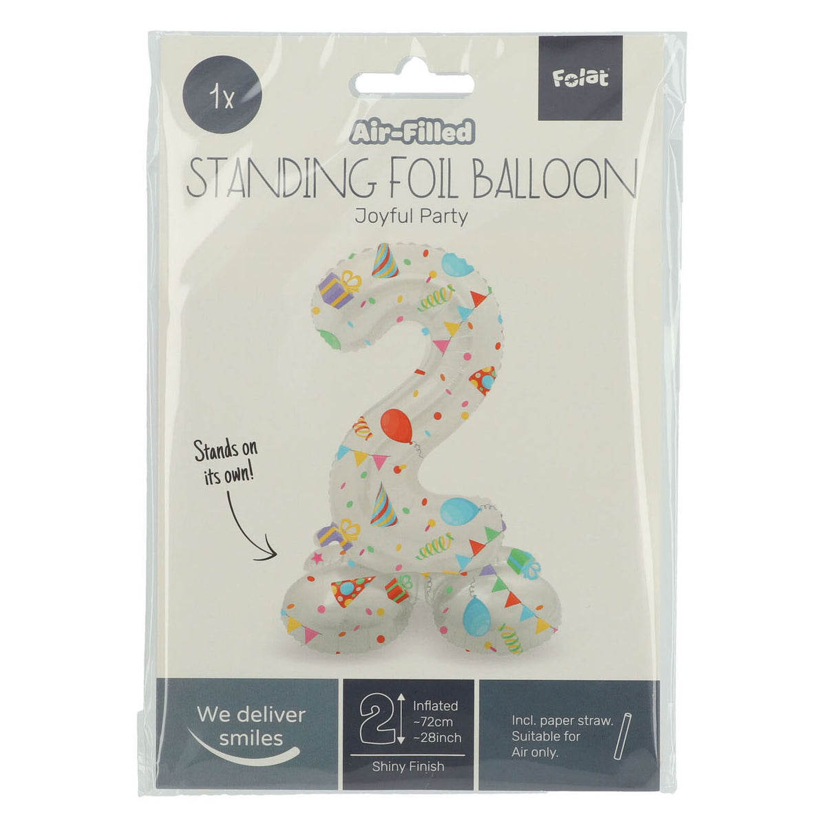 Folat bv stojący balon foliowy radosna impreza numer 2 -72cm
