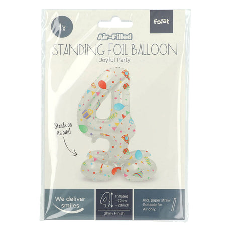 Folat bv stojący balon foliowy radosna impreza numer 4 -72cm