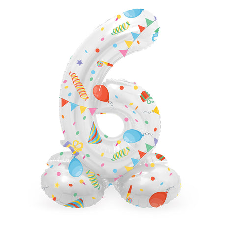 Folat bv stojący balon foliowy radosna impreza numer 6 -72cm