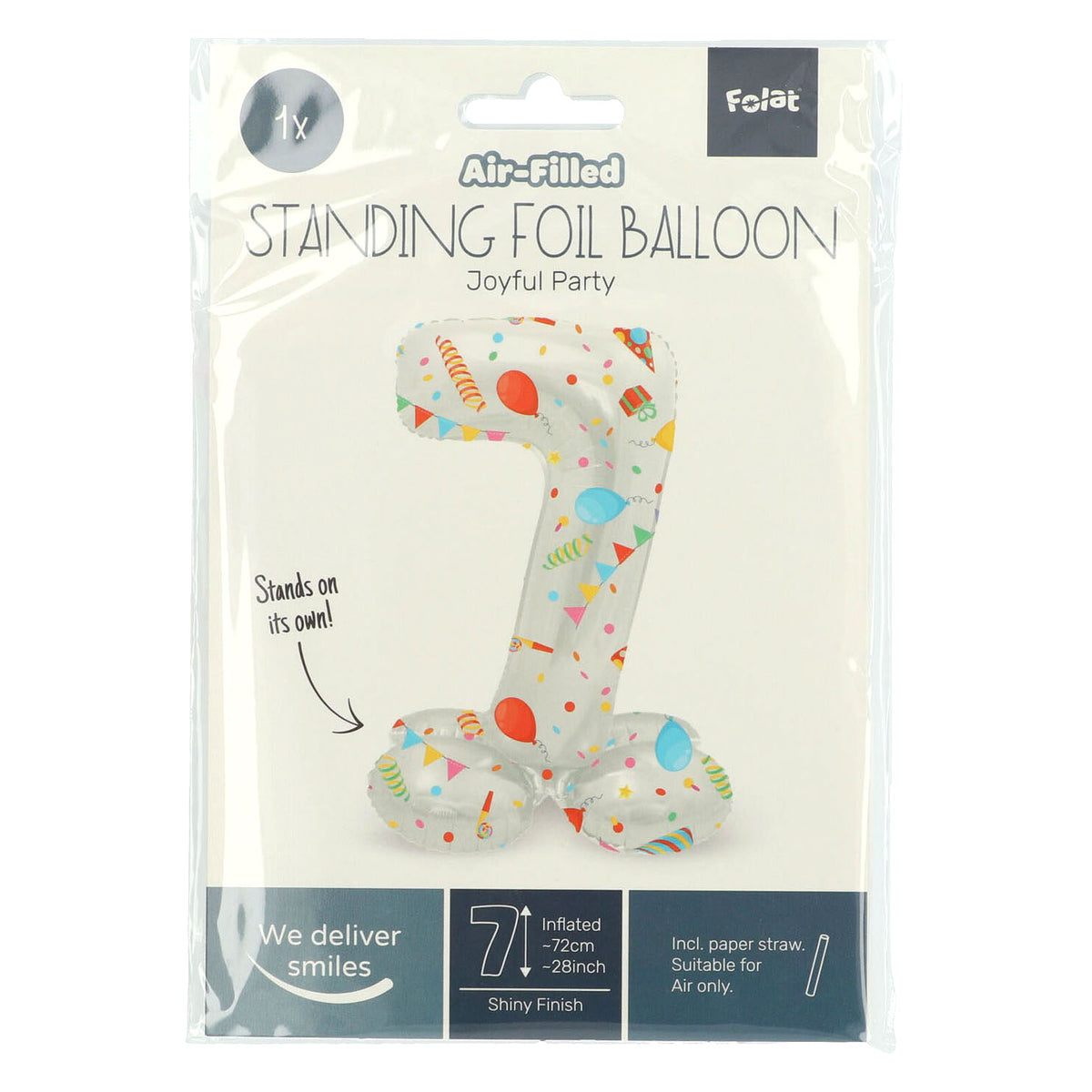 Folat bv stojący balon foliowy radosna impreza numer 7 -72cm