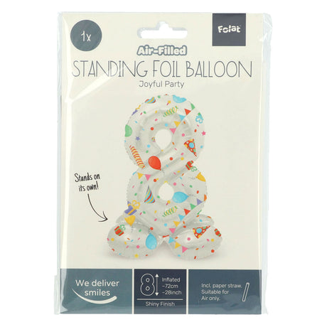 Folat bv stojący balon foliowy radosna impreza numer 8 -72cm