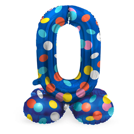Folat bv stojący balon foliowy w kolorowe kropki liczba 0 - 72cm
