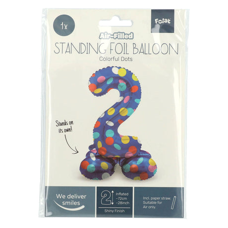 Folat bv stojący balon foliowy w kolorowe kropki numer 2 - 72cm
