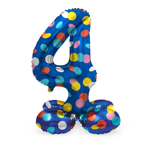 Folat bv stojący balon foliowy w kolorowe kropki numer 4 - 72cm