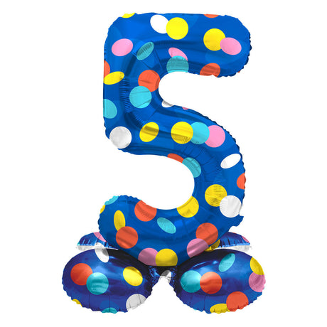Folat bv stojący balon foliowy w kolorowe kropki numer 5 - 72cm
