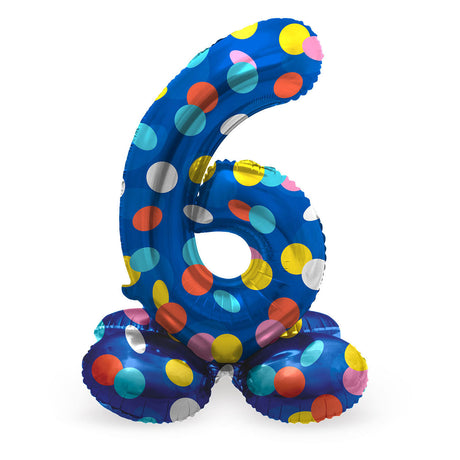 Folat bv stojący balon foliowy w kolorowe kropki numer 6 - 72cm
