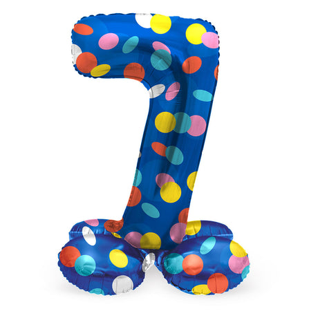 Folat bv stojący balon foliowy w kolorowe kropki numer 7 - 72cm