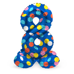 Folat bv stojący balon foliowy w kolorowe kropki numer 8 - 72cm