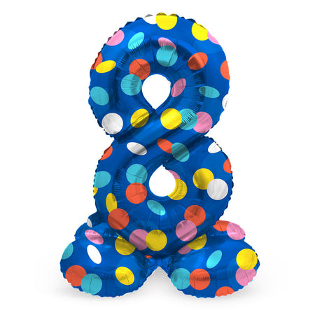 Folat bv stojący balon foliowy w kolorowe kropki numer 8 - 72cm