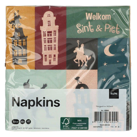 Servetten welkom sint piet 33x33cm - 20st.