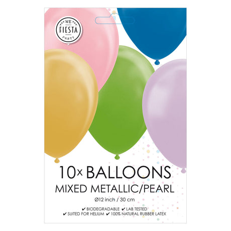 Balony Globos metaliczna perła mix kolorów 30cm, 10szt.