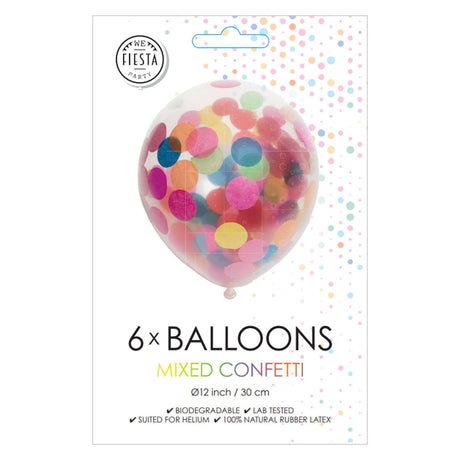 Balony konfetti Globos mieszanka konfetti papierowych 30cm, 6 szt.