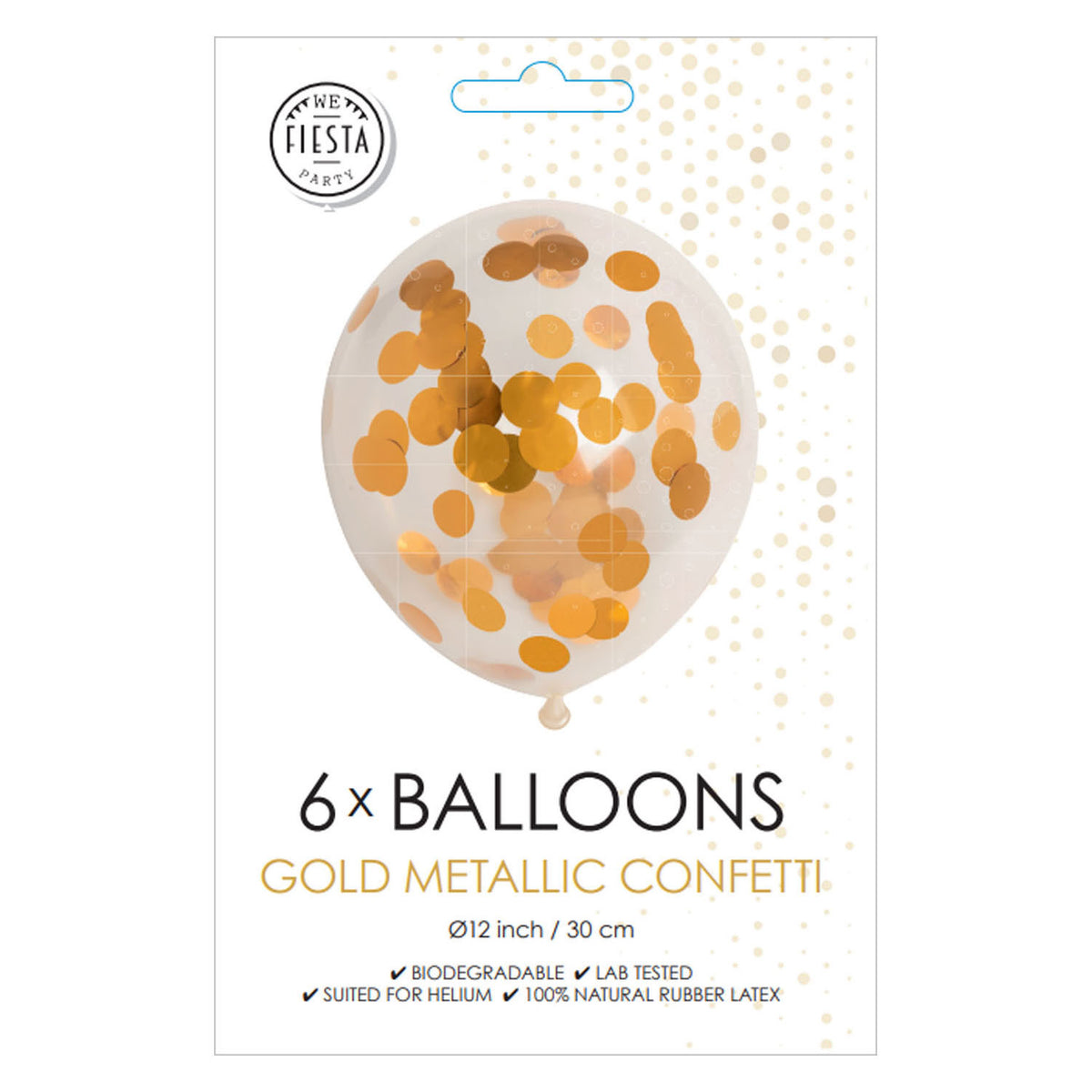 Balony konfetti Globos konfetti papierowe metaliczne złote 30cm, 6 szt.