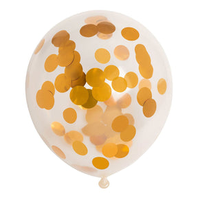 Balony konfetti Globos konfetti papierowe metaliczne złote 30cm, 6 szt.