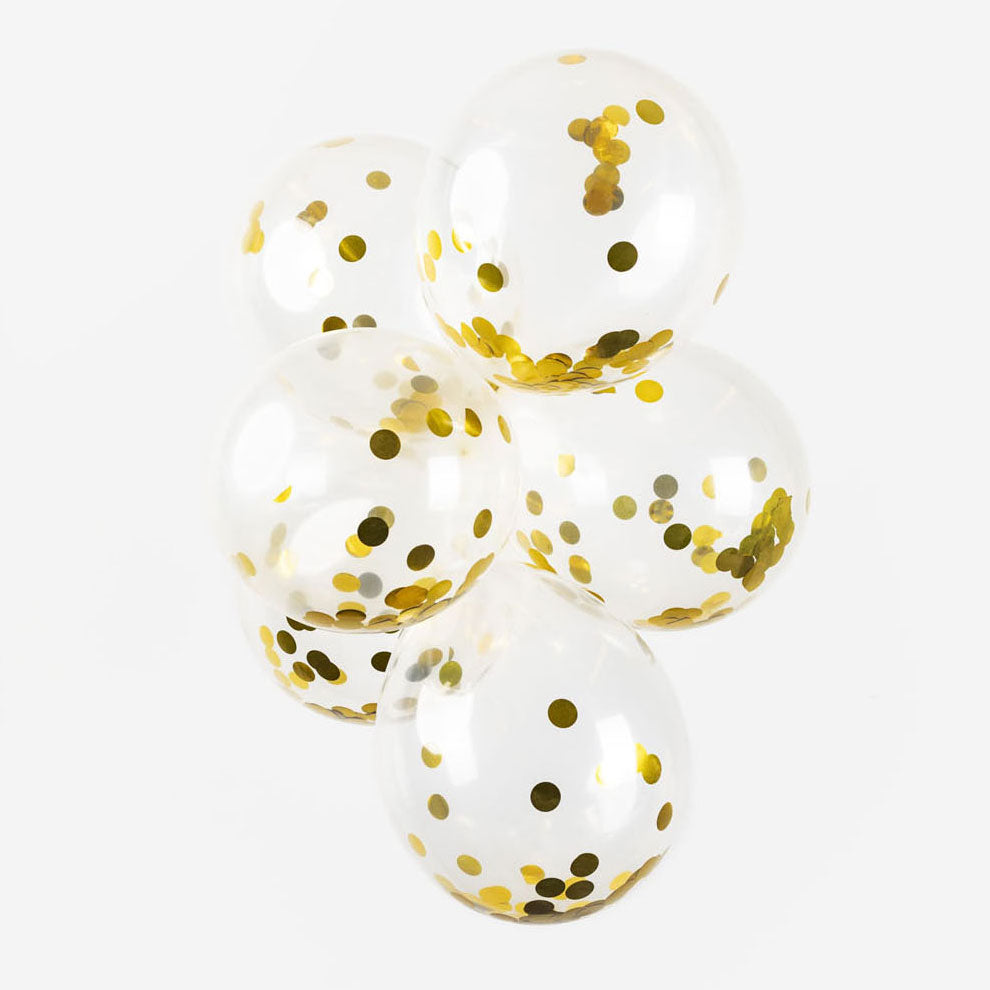 Balony konfetti Globos konfetti papierowe metaliczne złote 30cm, 6 szt.