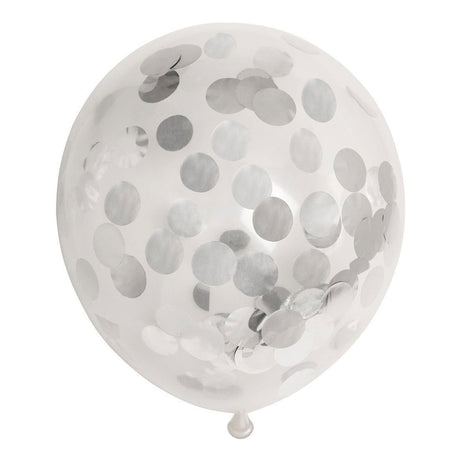 Balony konfetti Globos konfetti papierowe metaliczne srebrne 30cm, 6 szt.