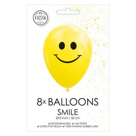 Balony Globos uśmiech żółte 30cm, 8 szt.