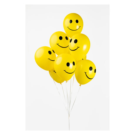 Balony Globos uśmiech żółte 30cm, 8 szt.