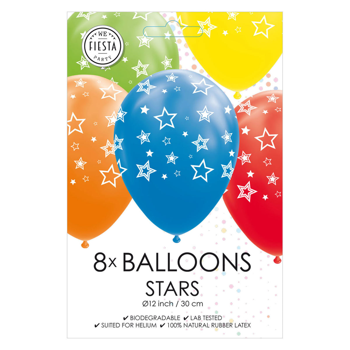 Balony Globos gwiazdki mix kolorów 30cm, 8szt.