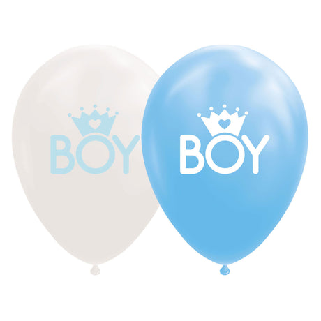 Balony Globos syn baby blue biały 30cm, 8 szt.