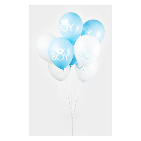 Balony Globos syn baby blue biały 30cm, 8 szt.