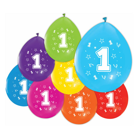 Balony Globos dwustronnie drukowane numer 1, 8 szt.