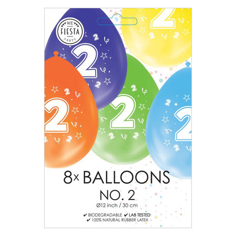 Balony Globos dwustronnie drukowane numer 2, 8 szt.