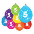 Balony Globos z nadrukiem dwustronnym numer 5, 8 szt.