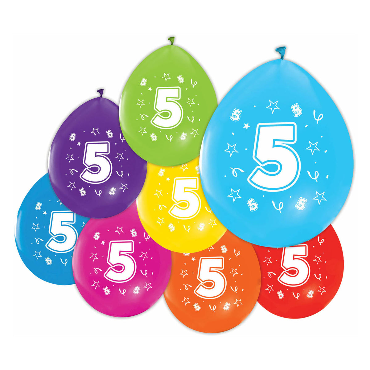 Balony Globos z nadrukiem dwustronnym numer 5, 8 szt.