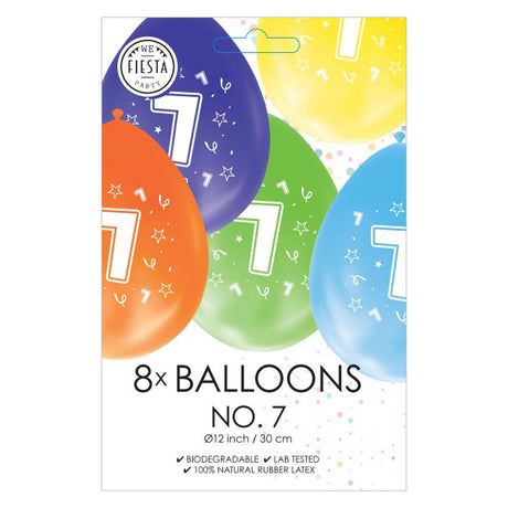 Balony Globos z nadrukiem dwustronnym numer 7, 8 szt.