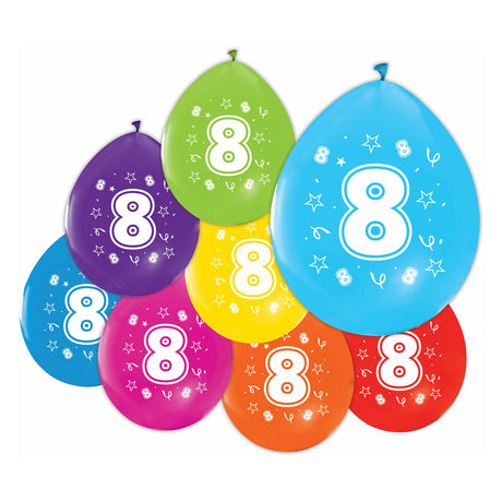 Balony Globos z nadrukiem dwustronnym numer 8, 8 szt.