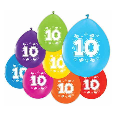 Balony Globos z nadrukiem dwustronnym numer 10, 8 szt.