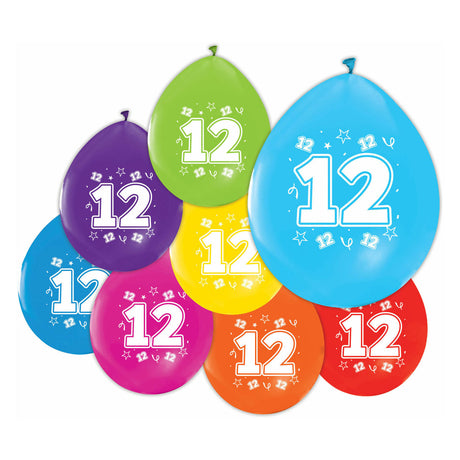 Balony Globos dwustronnie drukowane numer 12, 8 szt.