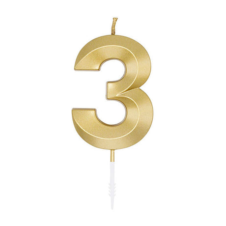 Świeca tortowa Globos 6cm metaliczne złoto nr 1 3