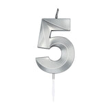 Świeca tortowa Globos 6cm metaliczna srebrna nr 5