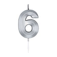 Świeca tortowa Globos 6cm metaliczna srebrna nr 6
