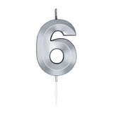 Świeca tortowa Globos 6cm metaliczna srebrna nr 6