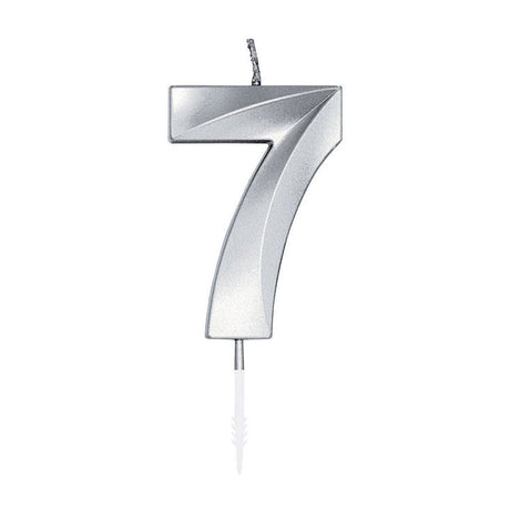 Świeca tortowa Globos 6cm metaliczna srebrna nr 7