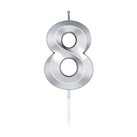 Świeca tortowa Globos 6cm metaliczna srebrna nr 8